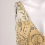 Sleeveless Embroidered Beaded Fabric Ballgown V Neck Elegant Mermaid Dress