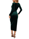 Bodycon Black Midi Dress Long Sleeve Ruched Slim Fit Evening Dress - Alt Style Clothing
