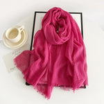 Long Cotton & Linen Scarf - Lightweight Solid Color Fashion Scarf