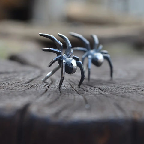 Goth Cool Unusual Spider Black Halloween Stud Earrings