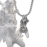 Silver Plated Captivity Bondage Goddess Pendant - Demon Girl Necklace