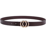 Double Ring Circle Button Leather Belt – Casual Elegance for Everyday Wear