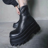 Gothic Platform Combat Ankle Boots – Bold Slip-On Street Style