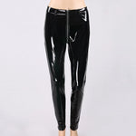 High-Waisted Push-Up PU Leather Leggings with Back Zipper Detail