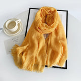 Long Cotton & Linen Scarf - Lightweight Solid Color Fashion Scarf