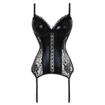 Gothic Lace Faux Leather Corset Bra Bustier 