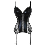 Gothic Lace Faux Leather Corset Bra Bustier 