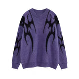 Vintage Thorn Pattern Knitted Pullover Sweater – Gothic Streetwear Style