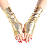 Short Fingerless Leather Gloves - Stylish Wrist-Length Nylon Gloves