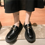 Retro Slip-On Platform Loafers - Thick Sole PU Leather Creepers