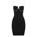 Strapless Sheath Bandage Mini Dress with Spaghetti Straps