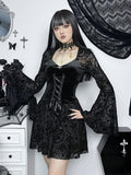 InsGoth Gothic Long Sleeve Ruffle Mini Dress - Alt Style Clothing