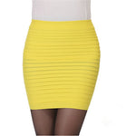 Short Elastic Pleated High Waist Slim Mini Skirt - Casual Pencil Silhouette