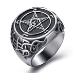 Pentagram baphomet goat Leviathan Ring