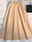 Classic Faux PU Leather Long Skirt - Alt Style Clothing