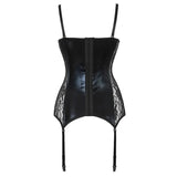 Gothic Lace Faux Leather Corset Bra Bustier