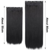 Long Straight 5-Clip Synthetic Hair Extensions - Black, Brown, Blonde 80CM