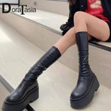 Gothic Platform Ankle Boots with Extreme High Block Heels