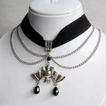 Goth Antique Silver Color Skeleton Key Necklace