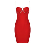 Strapless Sheath Bandage Mini Dress with Spaghetti Straps