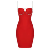 Strapless Sheath Bandage Mini Dress with Spaghetti Straps