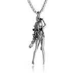 Silver Plated Captivity Bondage Goddess Pendant - Demon Girl Necklace