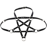 Woman Pentagram Punk Style PU Leather Harness Bra