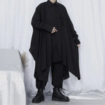 Oversize Gothic Irregular Shirt – Loose Fit with Turn-Down Collar and Long Sleeves