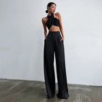 High Waist Satin Wide-Leg Trousers – Elegant Floor-Length Style