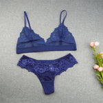 Ultra-thin Cup Bra and Panties Mesh Lace Underwear Set