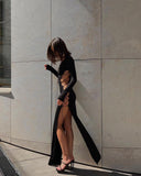 Bandage Lace Up Hot Sexy Slit Maxi Dress - Alt Style Clothing
