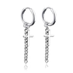 Stainless Steel Cross Skull Star Scorpion Tassel Chain Stud Earrings