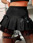 Goth Dark High Waist Lace Pleated Mini Skirt