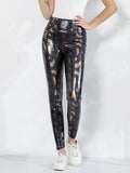 High-Waist Snake Print Leather Leggings – Slim Fit for a Sculpted Look