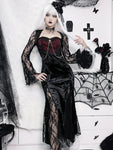 Gothic Velvet Tube Maxi Dress with Chain and High Slit