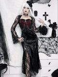 Gothic Velvet Tube Maxi Dress with Chain and High Slit