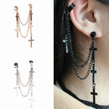 Multi-Layered Cross Chain Dangle Earrings