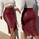 Drawstring High-Waist Asymmetrical Pleated Skirt – Elegant Clubwear