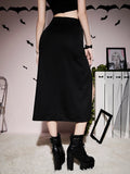 Goth Dark Grunge Bandage High Split Maxi Skirt