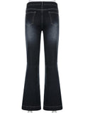 Flare Jeans Vintage Low Waisted Cute Trousers Aesthetic Streetwear - Alt Style Clothing