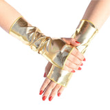 Short Fingerless Leather Gloves - Stylish Wrist-Length Nylon Gloves