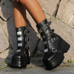 Gothic Platform Combat Ankle Boots – Bold Slip-On Street Style