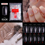 500pcs Assorted Fake Nails - Clear and Natural Full Cover Press-On Nail Tips