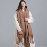 Thick Cashmere Pashmina Scarf with Tassels - Warm & Soft Shawl Wrap