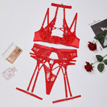 Fancy Lingerie Fairy Underwear 4-Piece Halter Bra and Cut Out Thongs with Garters - Alt Style Clothing