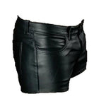 Solid Color PU Casual Cross-Pants Shorts