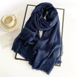 Long Cotton & Linen Scarf - Lightweight Solid Color Fashion Scarf