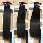 Natural Black Brazilian Straight Human Hair Bundles - 100% Raw Remy Hair Extensions