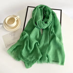 Long Cotton & Linen Scarf - Lightweight Solid Color Fashion Scarf