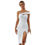 ADYCE Elegant One-Shoulder Strapless Bodycon Dress